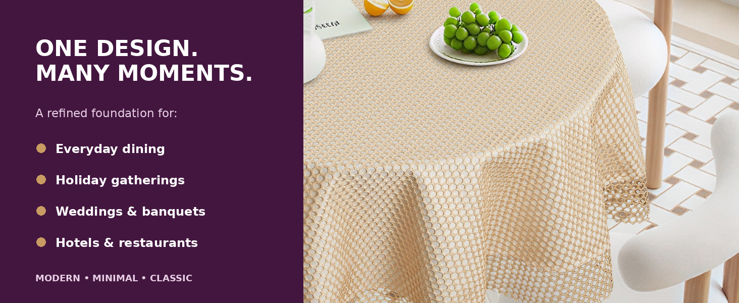 Violet Linen New Orleans tablecloth styled for holiday and wedding table setting