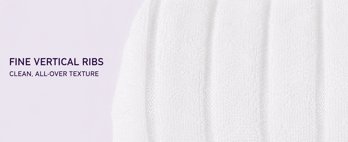 Close-up of narrow vertical ribs across a White Violet Linen towel