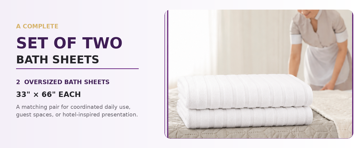 Violet Linen Ribbonette bath sheets in White, Silver, and Taupe.