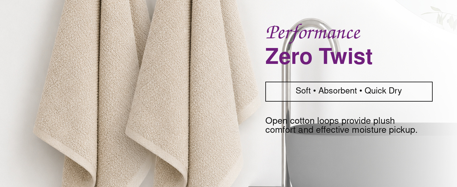 Two Squisita Champagne hand towels folded together showing the 20 by 30 inch size