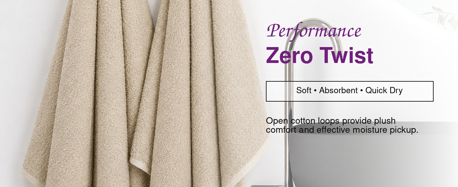 Squisita Champagne bath towel displayed for convenient hanging with integrated loop